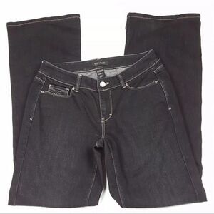 WHBM Size 4R Contour Flare Leg Black Wash Denim Jeans Embellished Bling Pockets
